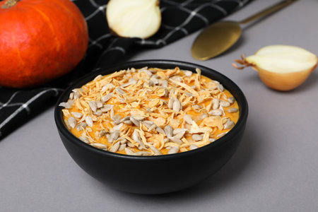 Concept of Autumn vibe food, Pumpkin porridgeの写真素材