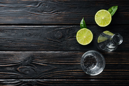 Concept of thirst and freshness, fresh water, space for textの写真素材