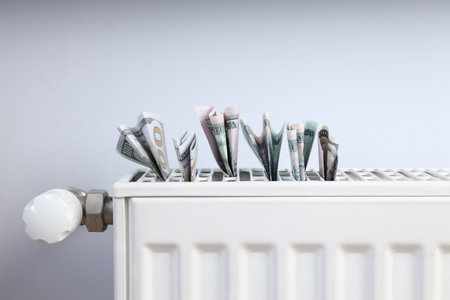 Concept of high costs of heating, heating seasonの写真素材