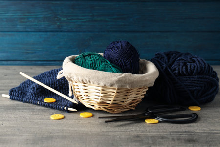 Concept of hobby, warm and cozy hobby, knitting