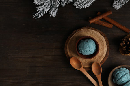 Concept of delicious food, ice cream, top viewの写真素材