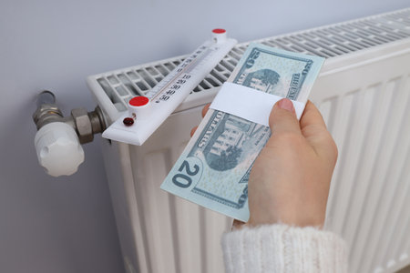 Concept of high costs of heating, close upの写真素材