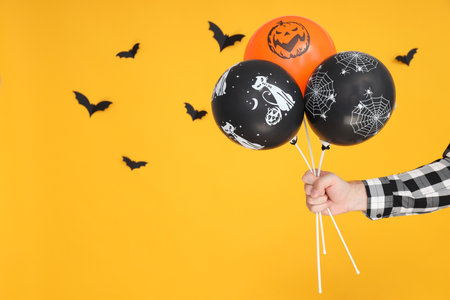 Concept of Halloween, Halloween balloon, space for textの写真素材