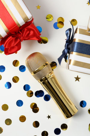 Concept of New Year party, karaoke New Year party, top viewの写真素材