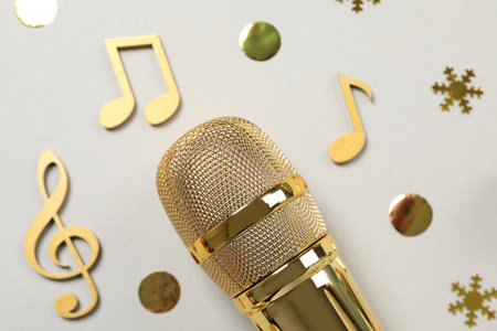 Concept of New Year party, karaoke New Year partyの写真素材