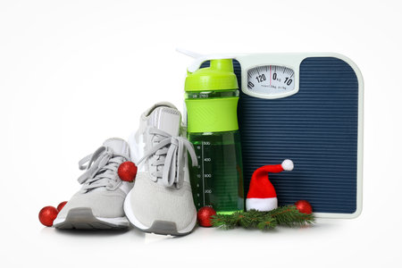 Concept of Sport and Happy New Year, isolated on white backgroundの写真素材