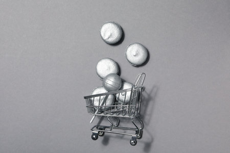 Concept of Silver, different silver textures and itemsの写真素材