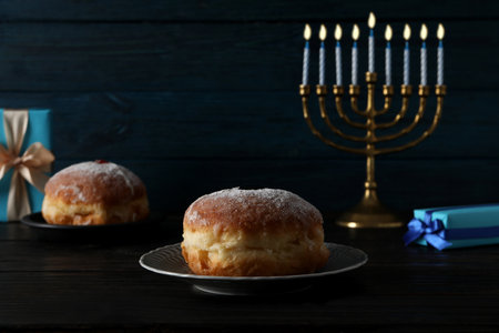 Concept of Jewish winter holiday, Hanuka holidayの写真素材