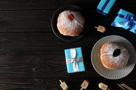 Concept of Jewish winter holiday, Hanuka holidayの写真素材