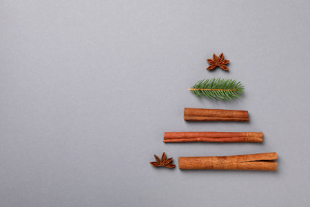 Concept of Happy New Year, Christmas tree, space for textの写真素材