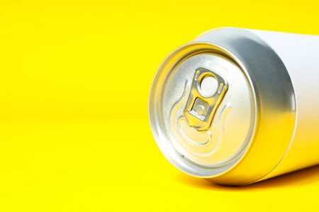 Concept of drink, blank can, space for textの写真素材