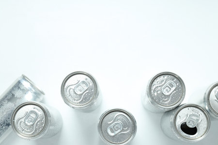 Concept of drink, blank cans, space for text