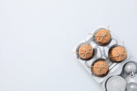 Concept of Dutch Christmas cookies, Pepernoten, space for textの写真素材