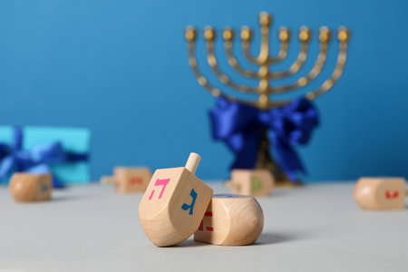 Concept of Jewish holiday, compositions for Hanukkahの写真素材