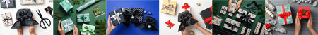 Collage of photos for Christmas gift concept