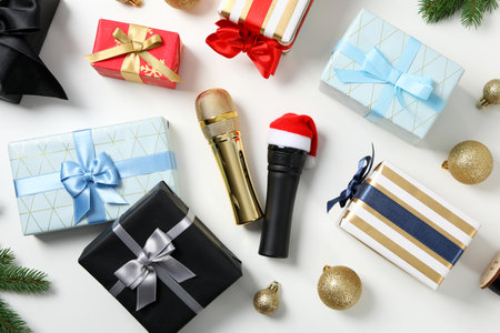 Concept of New Year party, karaoke New Year partyの写真素材