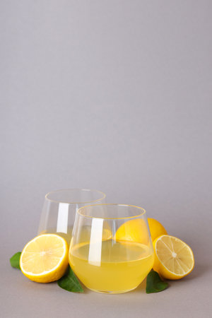 Concept of tasty drink, Limoncello, space for textの写真素材