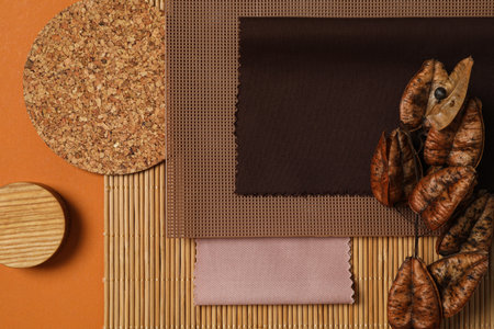 Flat lay of creative moodboard composition, top viewの写真素材