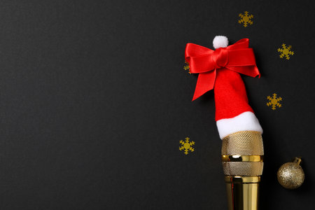 Concept of New Year party, karaoke New Year party, space for textの写真素材