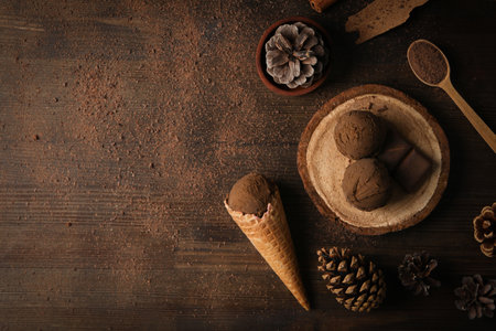 Concept of delicious food, ice cream, space for textの写真素材