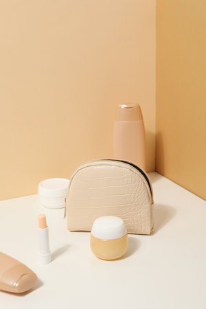 Bath accessories, toilet bag for different self care itemsの写真素材