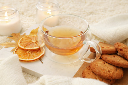 Concept of Hygge, warm and cozy compositionの写真素材