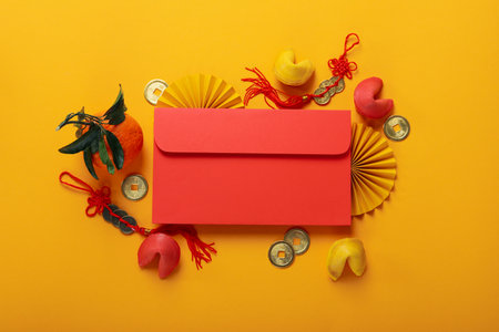 Concept of Happy Chinese new year, top viewの写真素材