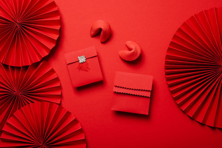 Concept of Happy Chinese new year, top view