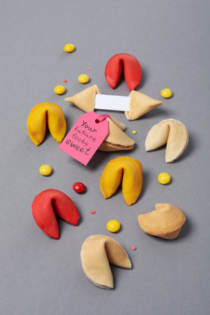 Concept of creative food, Chinese fortune cookies with prediction words