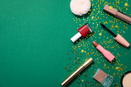 Concept of cosmetics, winter cosmetics, space for textの写真素材