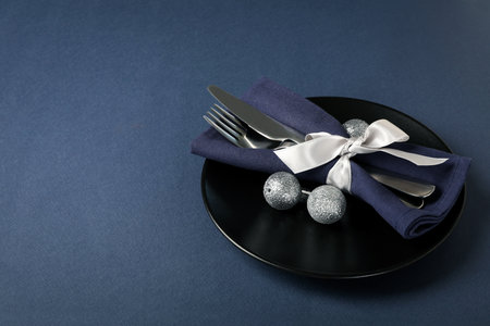 New Year's table setting, space for textの写真素材