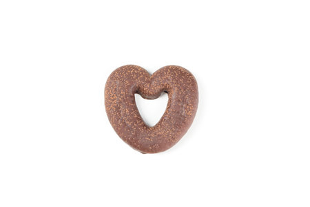 Concept of tasty bakery, gingerbread cookies in chocolate, isolated on white backgroundの写真素材