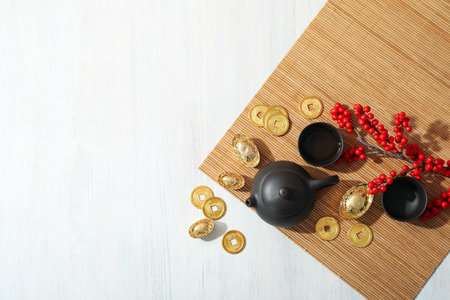 Concept of tea, asian tea, space for textの写真素材