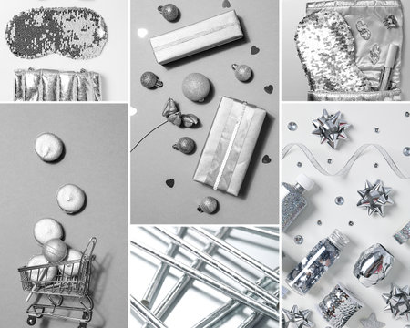 Collage of different photos for Christmas conceptの写真素材