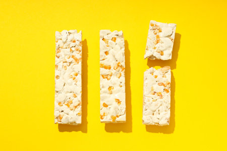 Concept of tasty food, nougat, top viewの写真素材