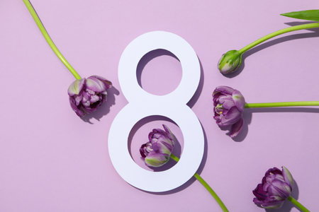 Concept of 8 march, Women day, top view
