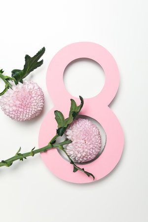 Concept of 8 march, Women day, top view