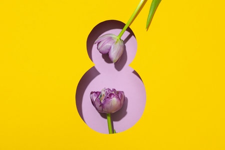 Concept of 8 march, Women day, top viewの写真素材