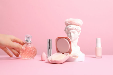 Concept of different female accessories, different cosmeticsの写真素材