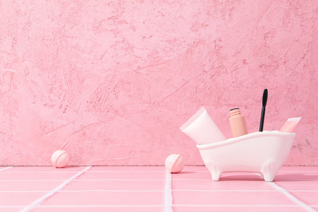Concept of cosmetic and beauty care, space for textの写真素材