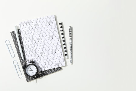 Concept of different stationery accessories, space for textの写真素材