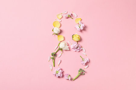 Concept of greeting, 8 march, Woman's day, top viewの写真素材