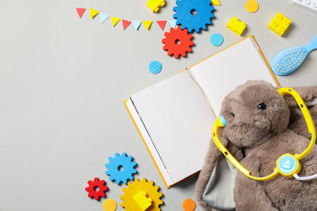 Concept of baby book, space for textの写真素材