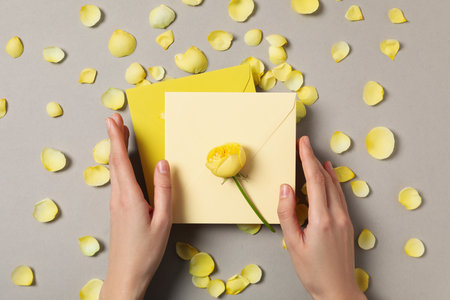 Concept of greeting, 8 march, Woman's day, space for textの写真素材