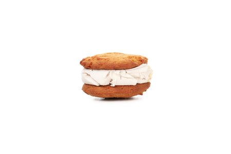 Concept of sweet food, cookies with ice cream, isolated on white backgroundの写真素材