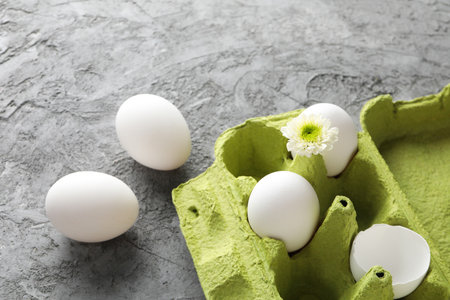 Concept of spring, eggs with beautiful flower