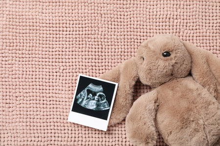Concept of maternity, parenting and pregnancy, space for textの写真素材