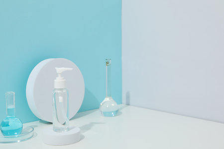 Concept of bodycare, beauty products, space for textの写真素材