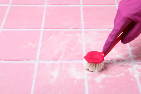 Concept of spring cleaning and house cleaning, space for textの写真素材