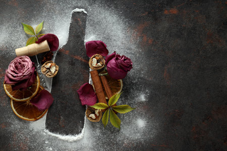 The concept of a delicious alcoholic drink, wine, space for textの写真素材